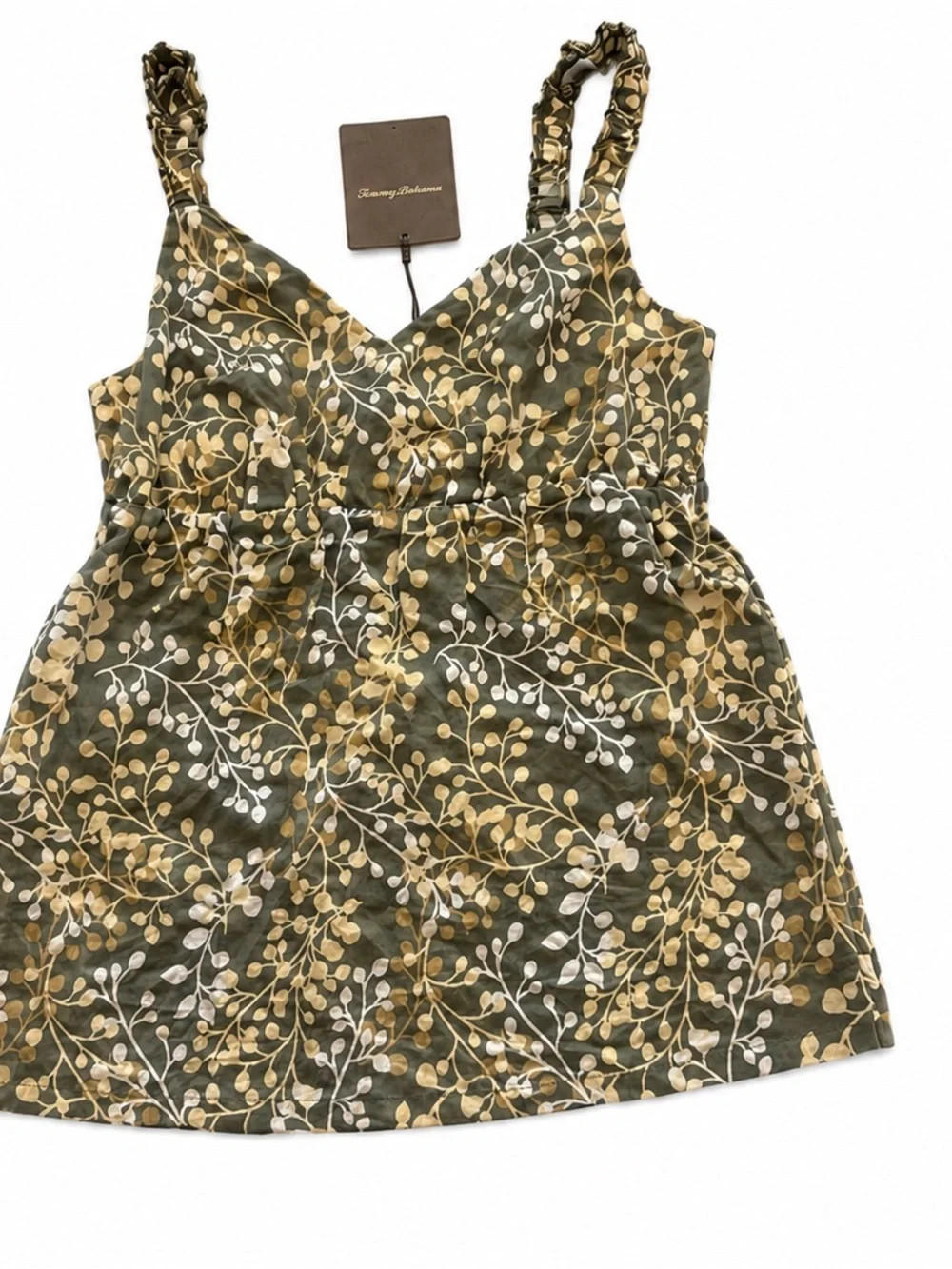 Tommy Bahama Women’s Silk Cotton Floral Smocked Tank Top Size S Resort Cami - Picture 1 of 11